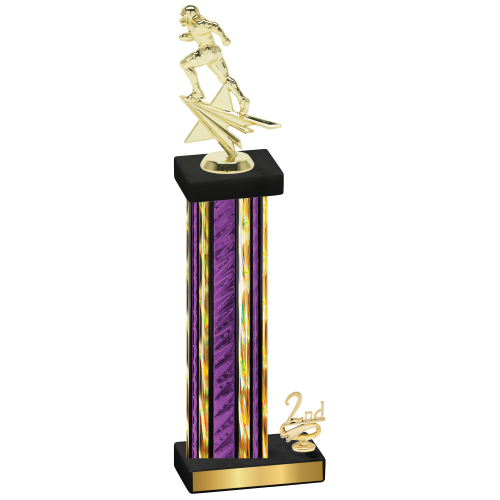 Accented Single Purple Glacier Second Place Football Trophy