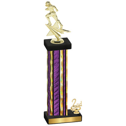 Accented Single Purple Glacier Second Place Football Trophy