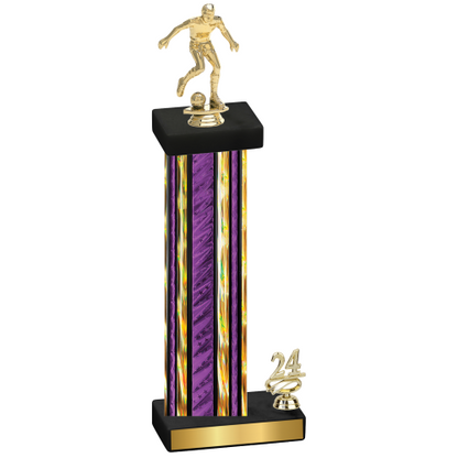 Accented Single Purple Glacier Year Soccer Trophy