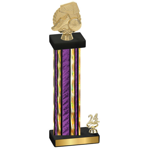 Accented Single Purple Glacier Year Soccer Trophy