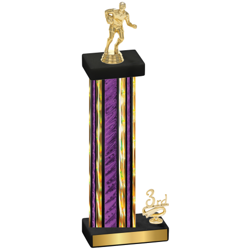 Accented Single Purple Glacier Third Place Rugby Trophy