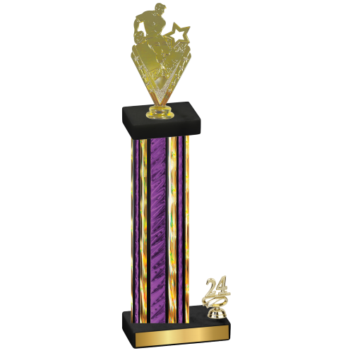 Accented Single Purple Glacier Year Rugby Trophy