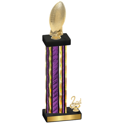 Accented Single Purple Glacier Second Place Football Trophy