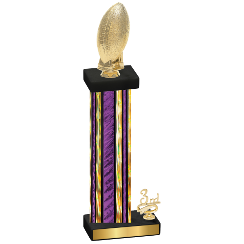 Accented Single Purple Glacier Third Place Football Trophy