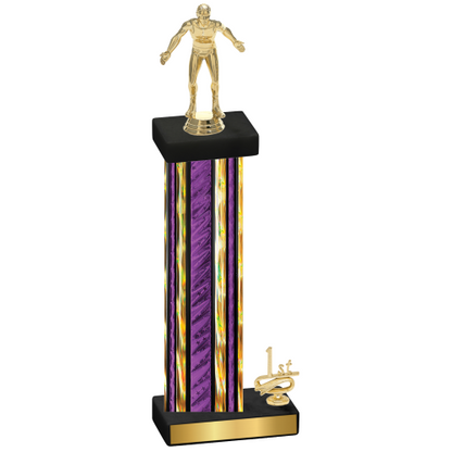 Accented Single Purple Glacier First Place Wrestling Trophy