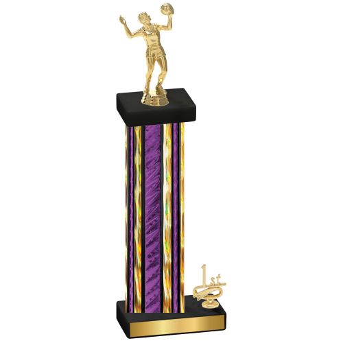 Accented Single Purple Glacier First Place Volleyball Trophy