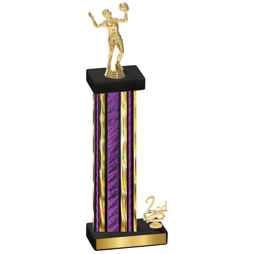 Accented Single Purple Glacier Second Place Volleyball Trophy