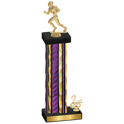 Accented Single Purple Glacier Second Place Football Trophy