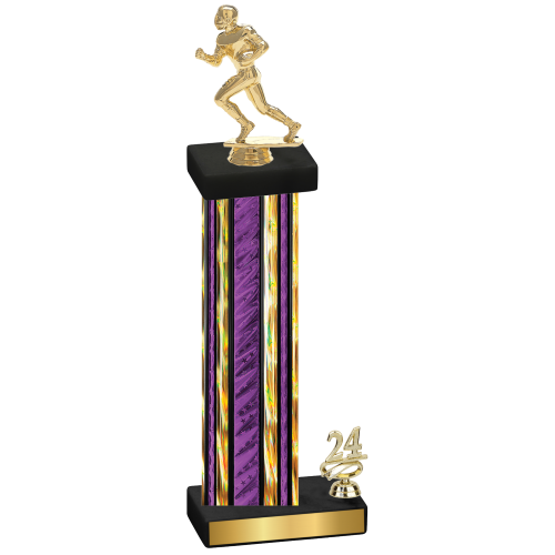 Accented Single Purple Glacier Year Football Trophy