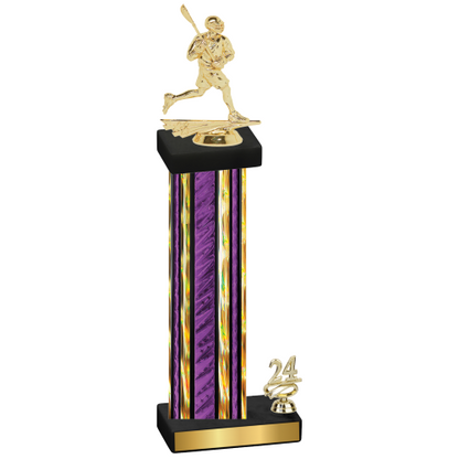 Accented Single Purple Glacier Year Lacrosse Trophy