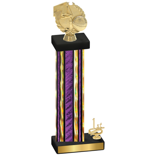 Accented Single Purple Glacier First Place Basketball Trophy