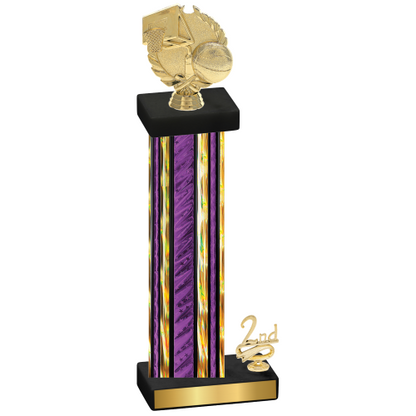 Accented Single Purple Glacier Second Place Basketball Trophy