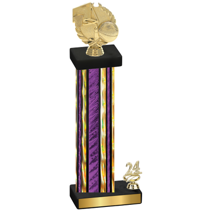 Accented Single Purple Glacier Year Basketball Trophy