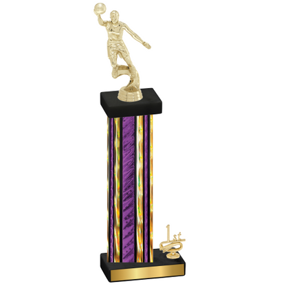 Accented Single Purple Glacier First Place Basketball Trophy