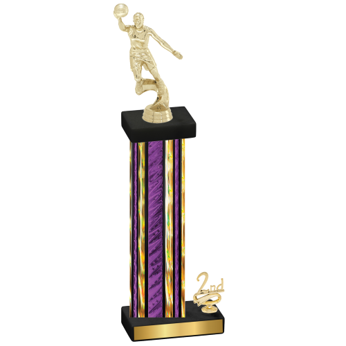 Accented Single Purple Glacier Second Place Basketball Trophy
