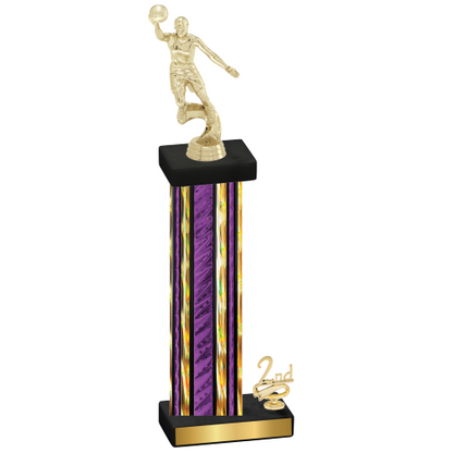 Accented Single Purple Glacier Second Place Basketball Trophy