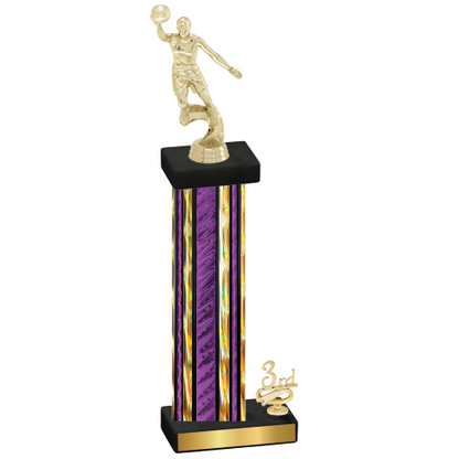 Accented Single Purple Glacier Third Place Basketball Trophy