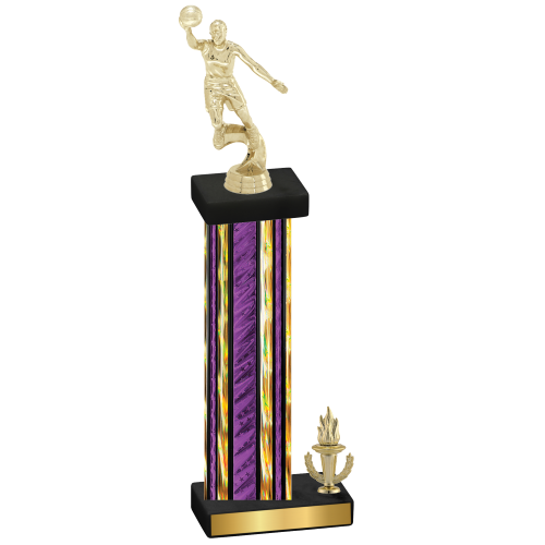 Accented Single Purple Glacier Victory Basketball Trophy