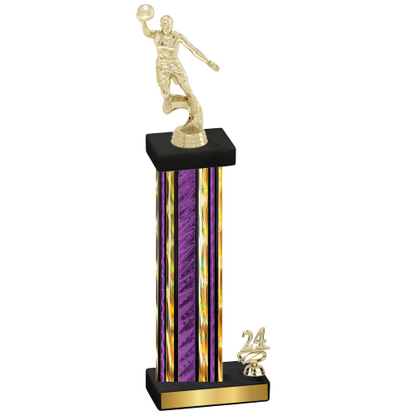 Accented Single Purple Glacier Year Basketball Trophy