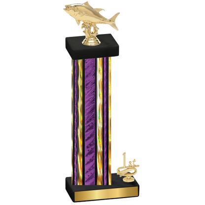 Accented Single Purple Glacier First Place Fishing Trophy