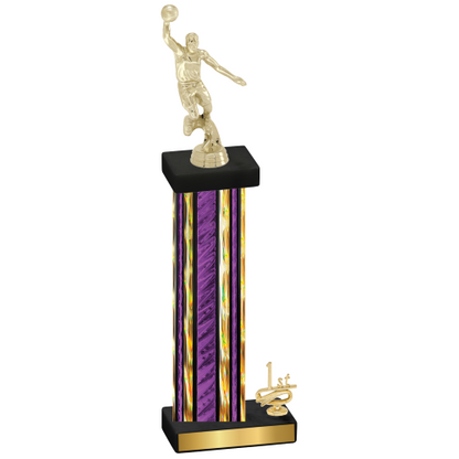 Accented Single Purple Glacier First Place Basketball Trophy