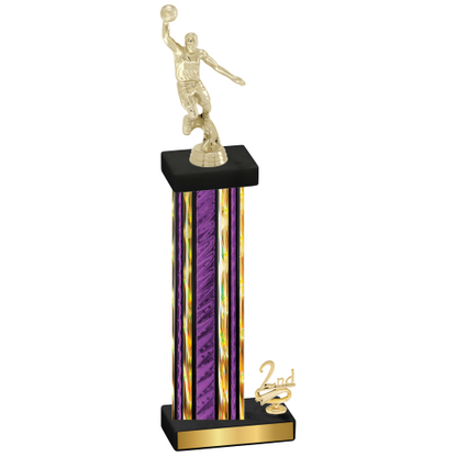 Accented Single Purple Glacier Second Place Basketball Trophy