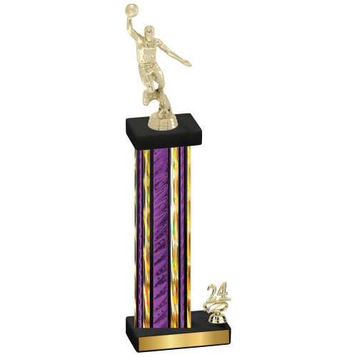 Accented Single Purple Glacier Year Basketball Trophy