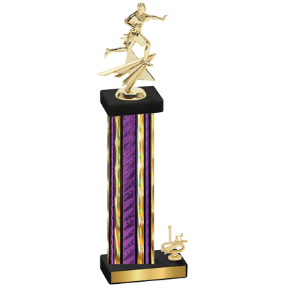 Accented Single Purple Glacier First Place Flag Football Trophy