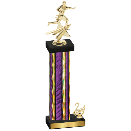 Accented Single Purple Glacier Second Place Flag Football Trophy