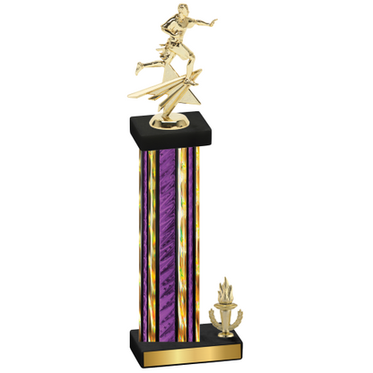 Accented Single Purple Glacier Victory Flag Football Trophy