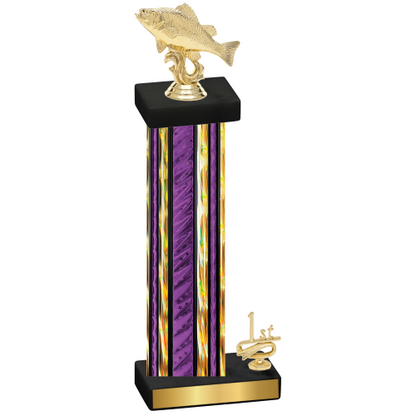 Accented Single Purple Glacier First Place Fishing Trophy