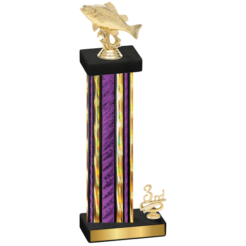 Accented Single Purple Glacier Third Place Fishing Trophy