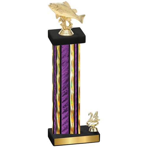 Accented Single Purple Glacier Year Fishing Trophy