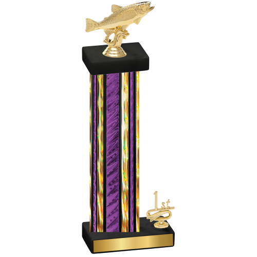 Accented Single Purple Glacier First Place Fishing Trophy