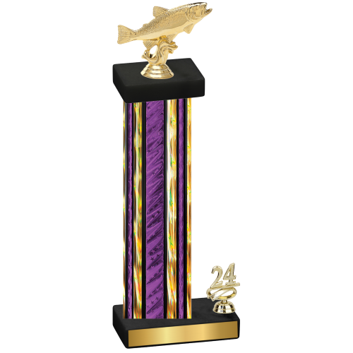 Accented Single Purple Glacier Year Fishing Trophy