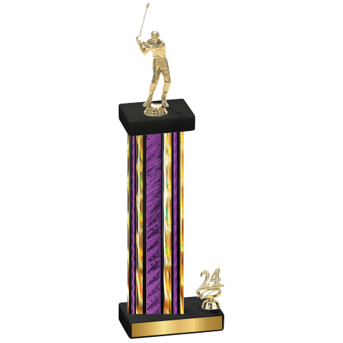 Accented Single Purple Glacier Year Golf Trophy