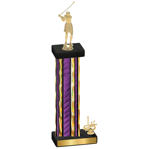 Accented Single Purple Glacier First Place Golf Trophy