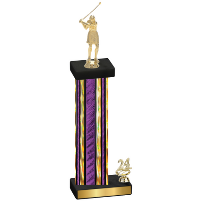 Accented Single Purple Glacier Year Golf Trophy