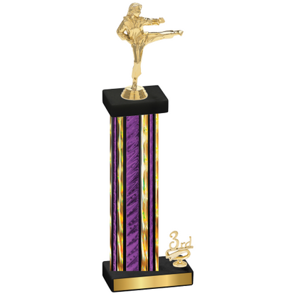 Accented Single Purple Glacier Third Place Karate Trophy