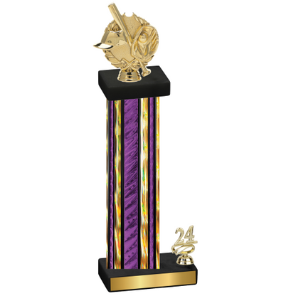 Accented Single Purple Glacier Year Baseball Trophy