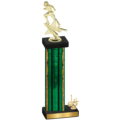 Accented Single Green Glacier First Place Football Trophy