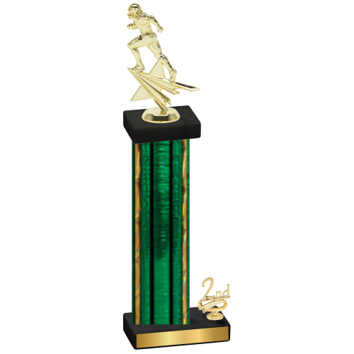 Accented Single Green Glacier Second Place Football Trophy