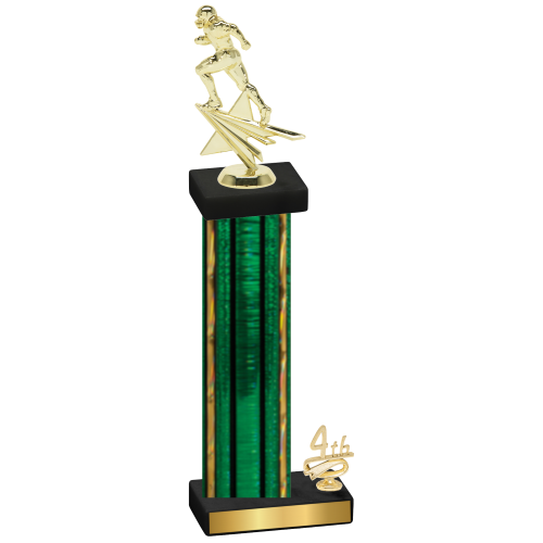 Accented Single Green Glacier Fourth Place Football Trophy