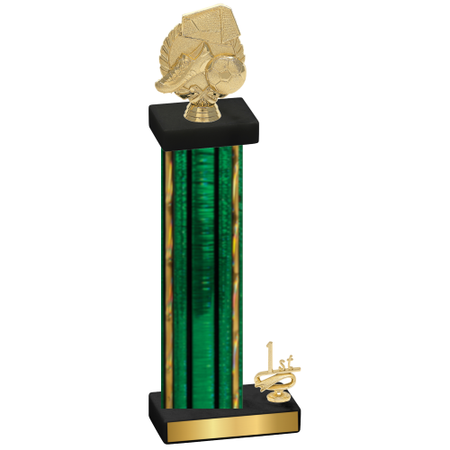 Accented Single Green Glacier First Place Soccer Trophy