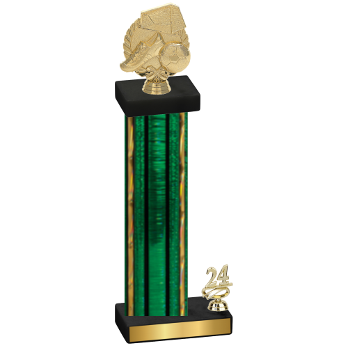 Accented Single Green Glacier Year Soccer Trophy