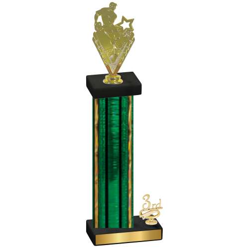 Accented Single Green Glacier Third Place Rugby Trophy