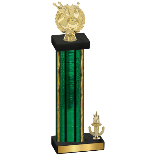 Accented Single Green Glacier Victory Bowling Trophy