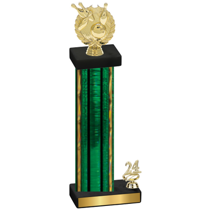 Accented Single Green Glacier Year Bowling Trophy