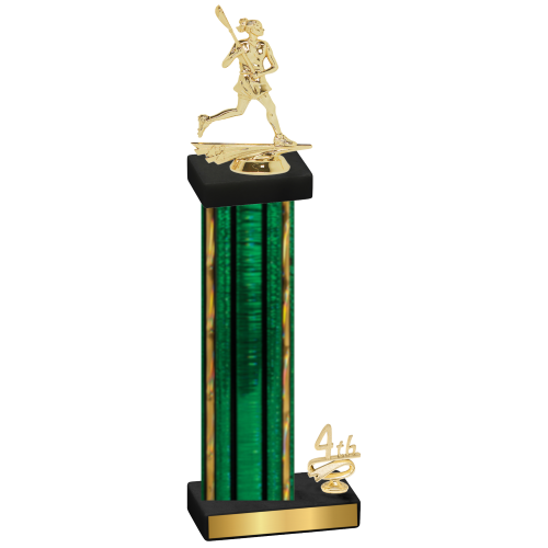Accented Single Green Glacier Fourth Place Lacrosse Trophy