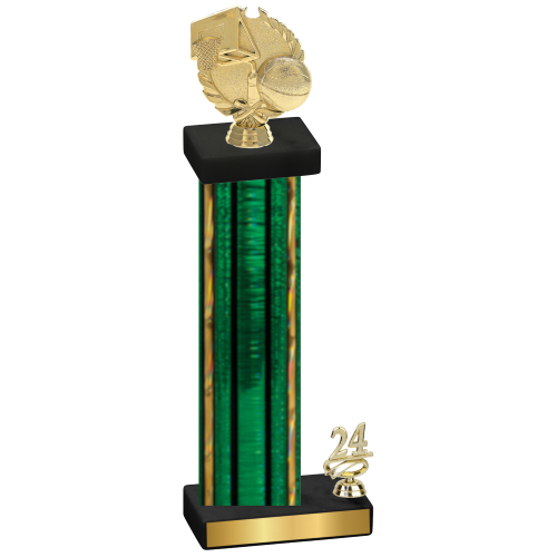 Accented Single Green Glacier Year Basketball Trophy